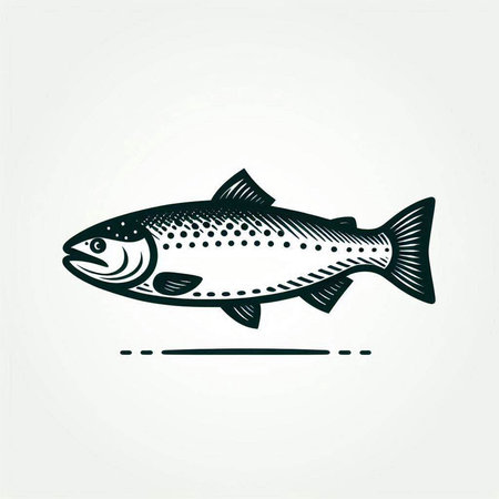 Salmon fish vector icon. Hand drawn illustration of salmon fish.