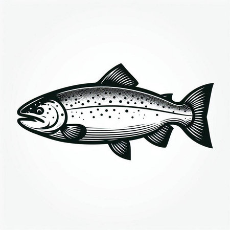 Salmon fish. Vector illustration of a salmon fish isolated on white background.の写真素材