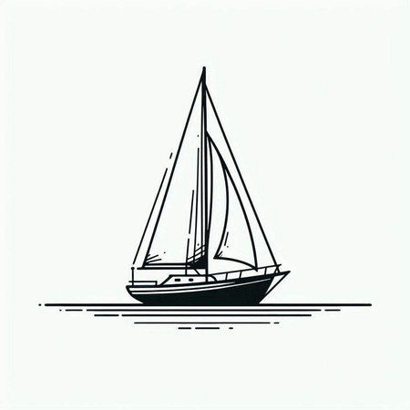 Sailing yacht. Vintage sailboat. Yachting. Vector illustration