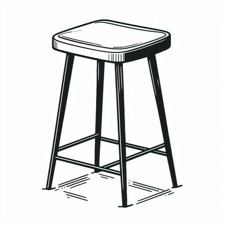 Bar stool. Isolated on white background. Hand drawn vector illustration.