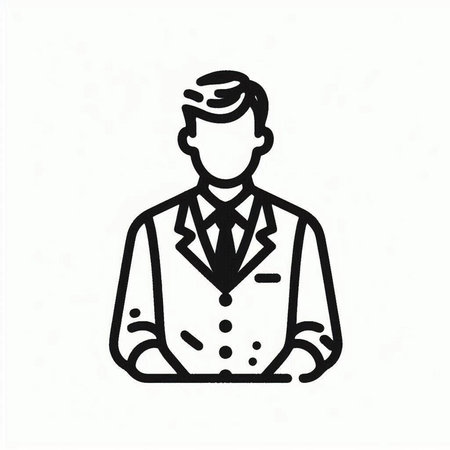 Vector illustration of a man in a suit on a white background.