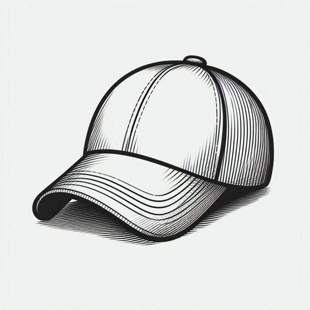 Baseball cap isolated on white background. Vector illustration in sketch style.