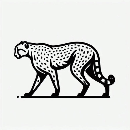 Cheetah isolated on white background. Hand drawn vector illustration.の写真素材