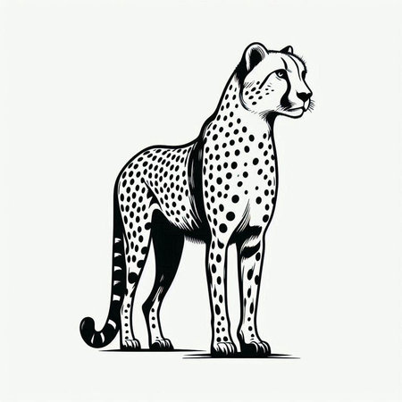 Cheetah isolated on white background. Hand drawn vector illustration.の写真素材