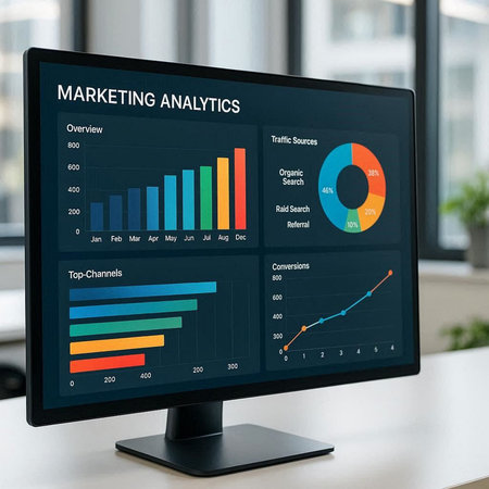 Business data analyzing on computer screen. Business and financial report concept.