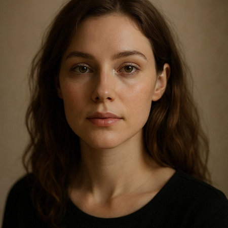Portrait of a beautiful young woman looking at the camera with a serious expression