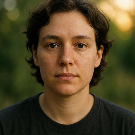 Portrait of a young man in the park. Close-up.