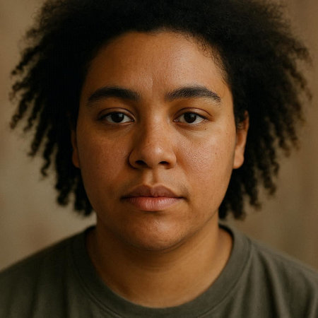 Portrait of a young african american man with curly hair