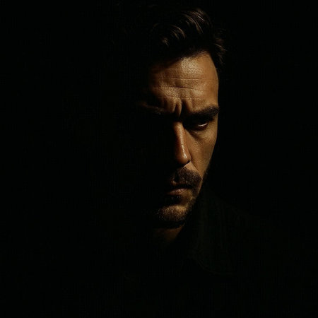 Portrait of a handsome man on a dark background. Men's beauty, fashion.