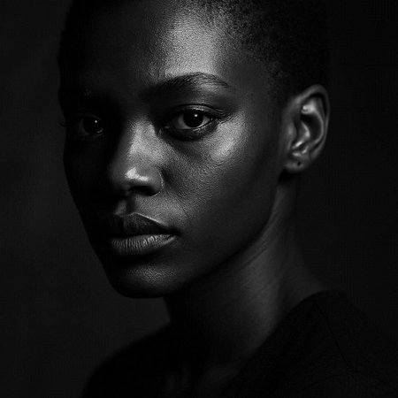 Beauty portrait of a young african american woman in studio.の写真素材