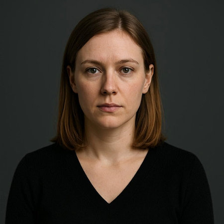 Portrait of a young woman in a black sweater on a dark background