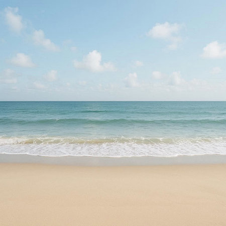 beautiful beach and tropical sea on blue sky background - vintage filter