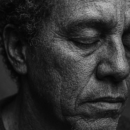 Portrait of an elderly African man. Black and white photo.の写真素材