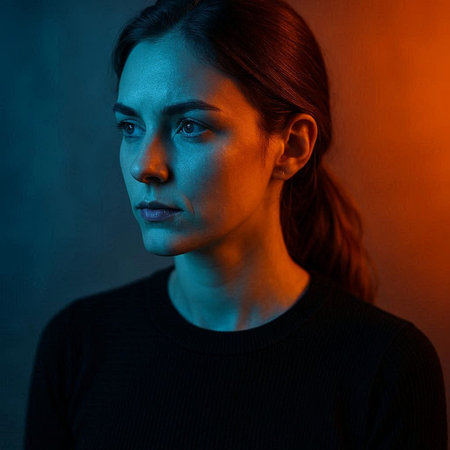 Portrait of a beautiful young woman in a black t-shirt.