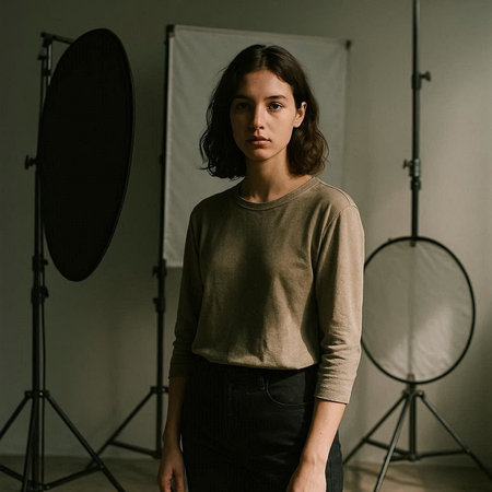 Portrait of a beautiful young woman in a photo studio. Beauty, fashion.