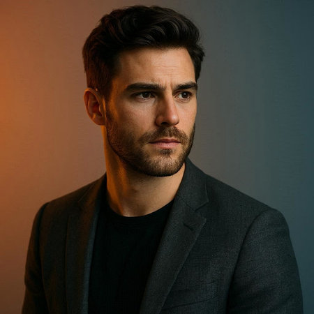 Portrait of a handsome man in a suit. Men's beauty, fashion.