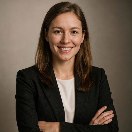 Portrait of a young businesswoman smiling at the camera with her arms crossed