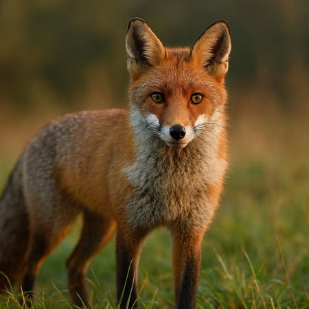 Red fox (Vulpes vulpes) standing in the grass
