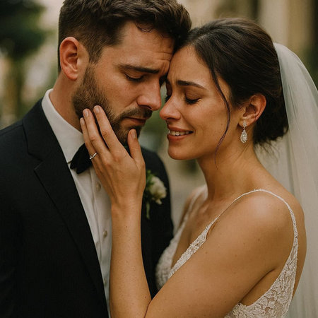 gorgeous wedding couple celebrating their wedding day in the old city