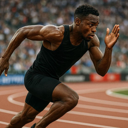 Athlete at the finish line of a track and field event