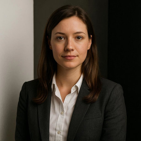Portrait of a beautiful brunette businesswoman in a suit.