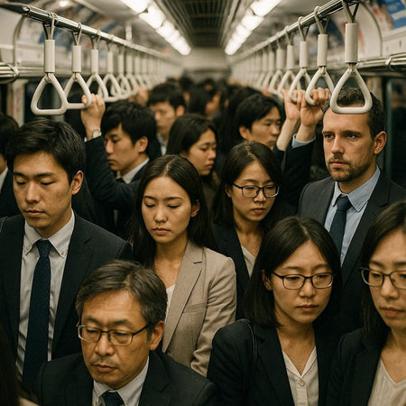 Business people in the subway train. Business people traveling by train.