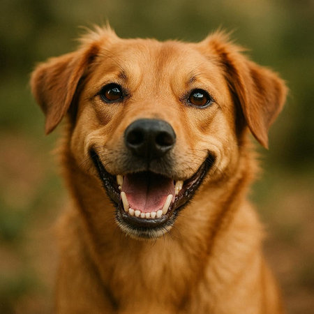 Portrait of a happy dog looking at the camera with a smile