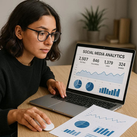 Woman working on laptop and analyzing financial data. Accounting and investment concept.