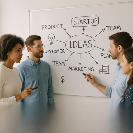 Team of young multiethnic businesspeople working together in office, copy space