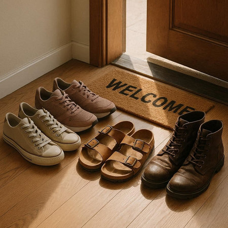 Welcome Welcome Welcome Welcome Home Decorations Classic Wooden Flooring Conceptの写真素材