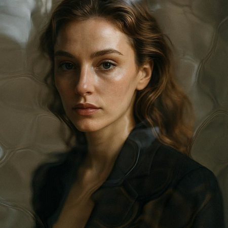 Portrait of a beautiful young woman in a black dress on a dark background
