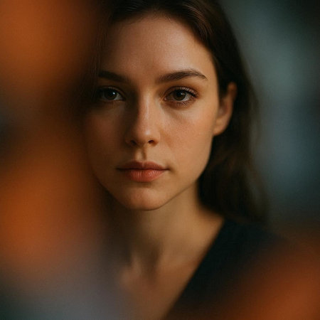 Portrait of a beautiful young woman looking at the camera. Close-up.