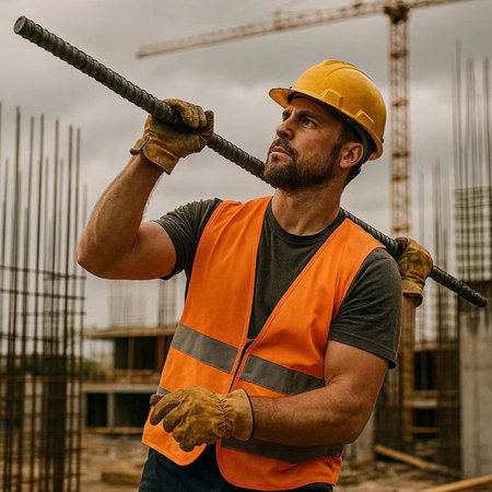 Portrait of a construction worker on the background of a construction site