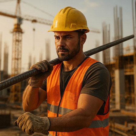 Portrait of a construction worker on the background of a construction site