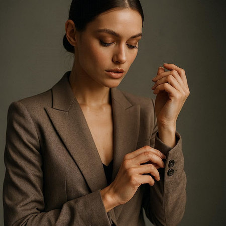 Portrait of a beautiful young brunette woman in a business suit