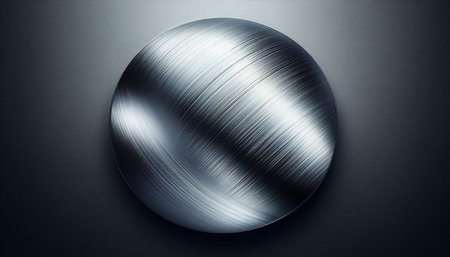3d rendering of a metal sphere on a dark background with highlights