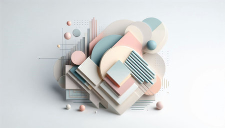 3d rendering of abstract geometric shapes in pastel colors. Modern background design for poster, cover, branding.
