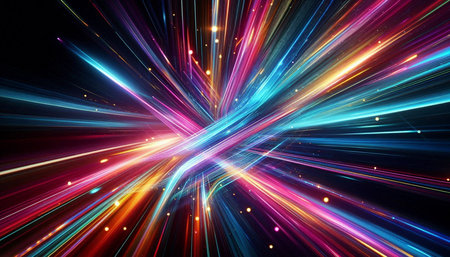 abstract background with glowing lines and bokeh, computer generated images