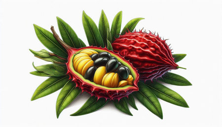 Exotic fruits isolated on white background. Exotic fruit illustration.