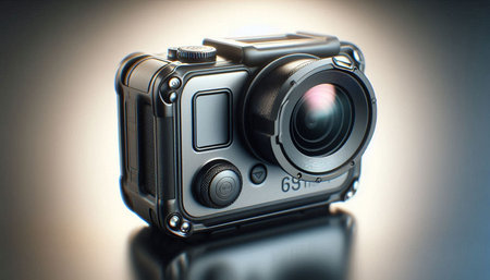 Digital camera on a white background. Shallow depth of field.