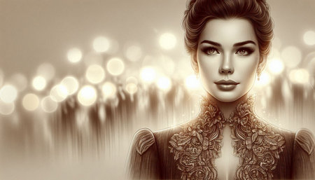 Beautiful woman with evening make-up and bokeh background