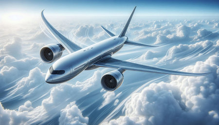 Airplane flying in the sky. 3d render image with clipping path