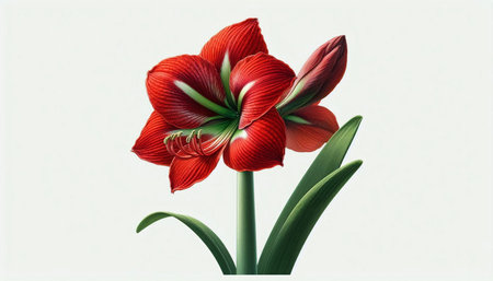 Red amaryllis flower isolated on white background, clipping path included