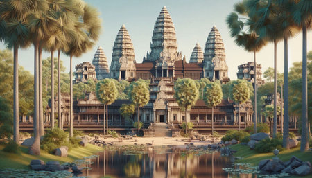 Angkor Wat Temple, Siem Reap, Cambodia. Panorama
