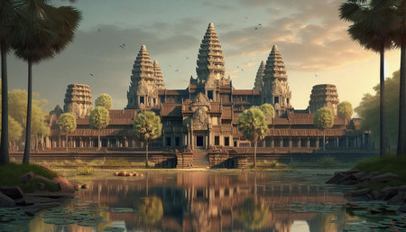 Angkor Wat, Siem Reap, Cambodia. 3D rendering