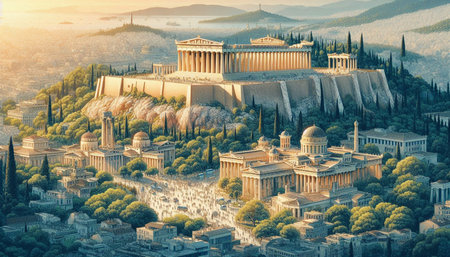 Panoramic view of Parthenon temple, Athens, Greece