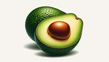 Avocado on a white background. 3d rendering. Computer digital drawing.