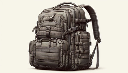 Black leather backpack isolated on a white background. 3d rendering.