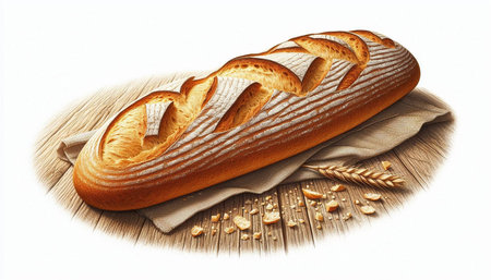 Bread on a white background. 3d rendering. Computer digital drawing.