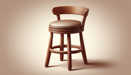 3d rendering of a wooden chair on a beige background.